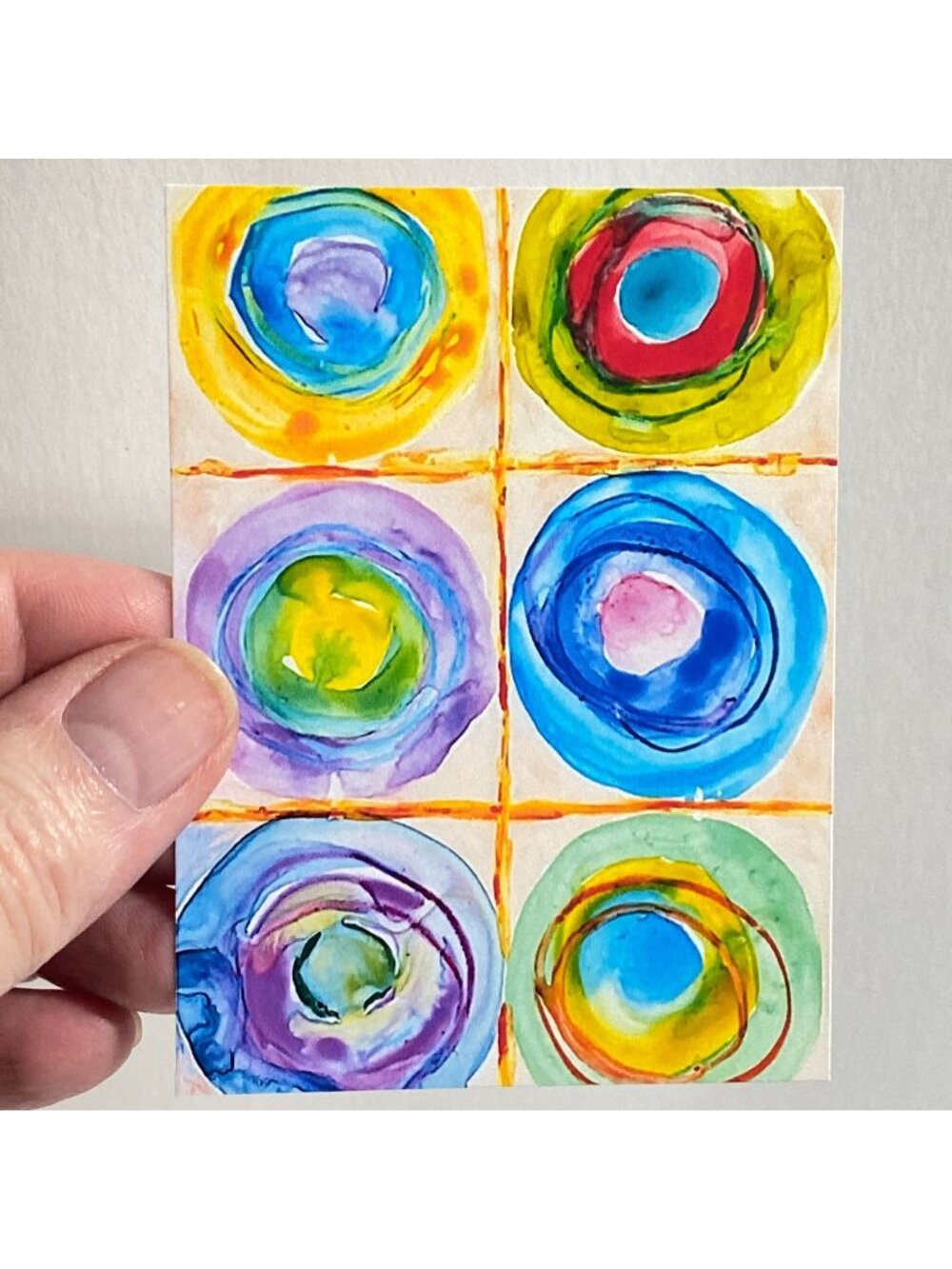 ACEO Signed Art Print Limited Edition of 9 Kandinskyesque Part C Painting ATC